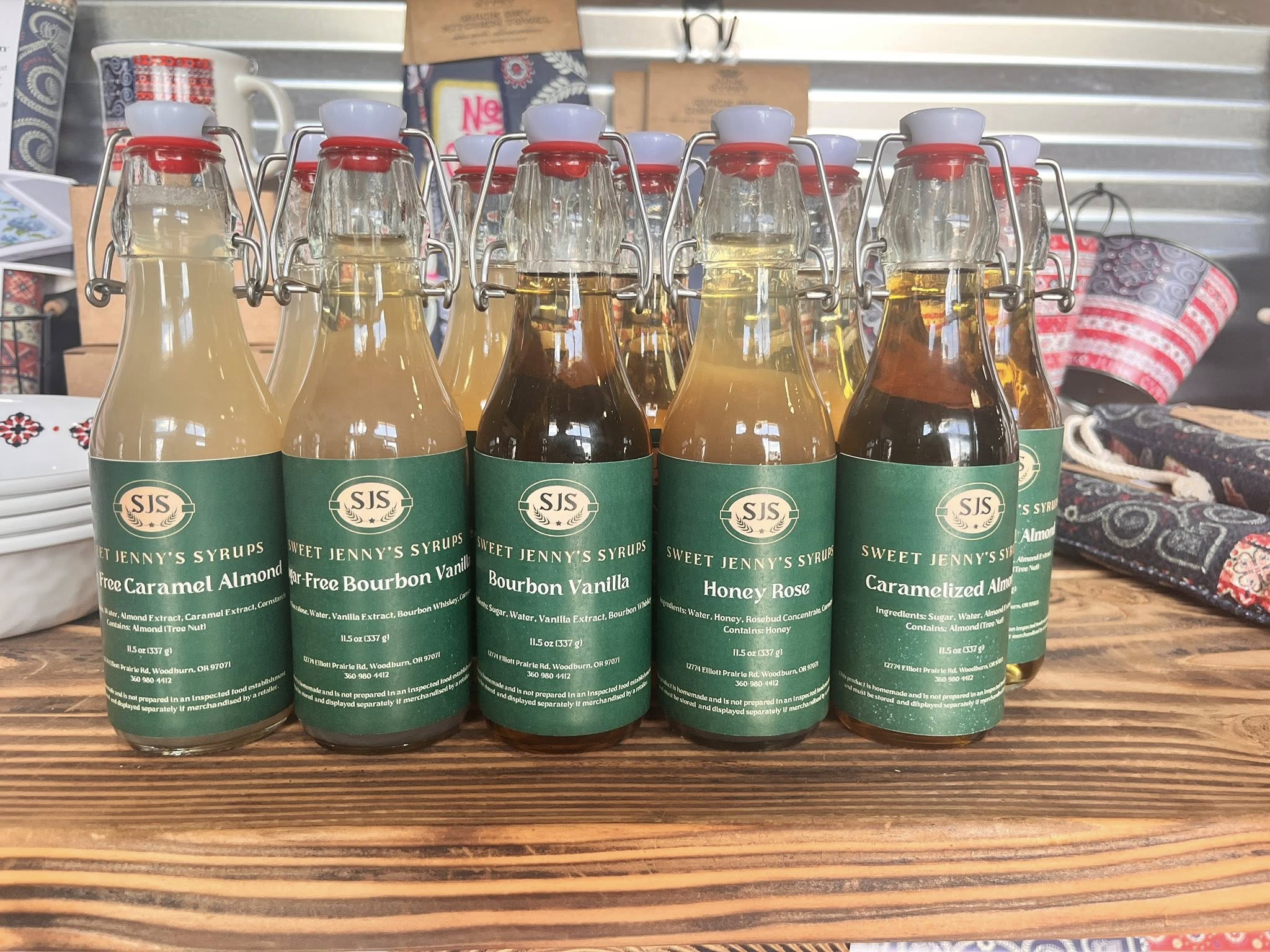 Sweet Jenny's Syrups on display at Long Bros Building Supply
