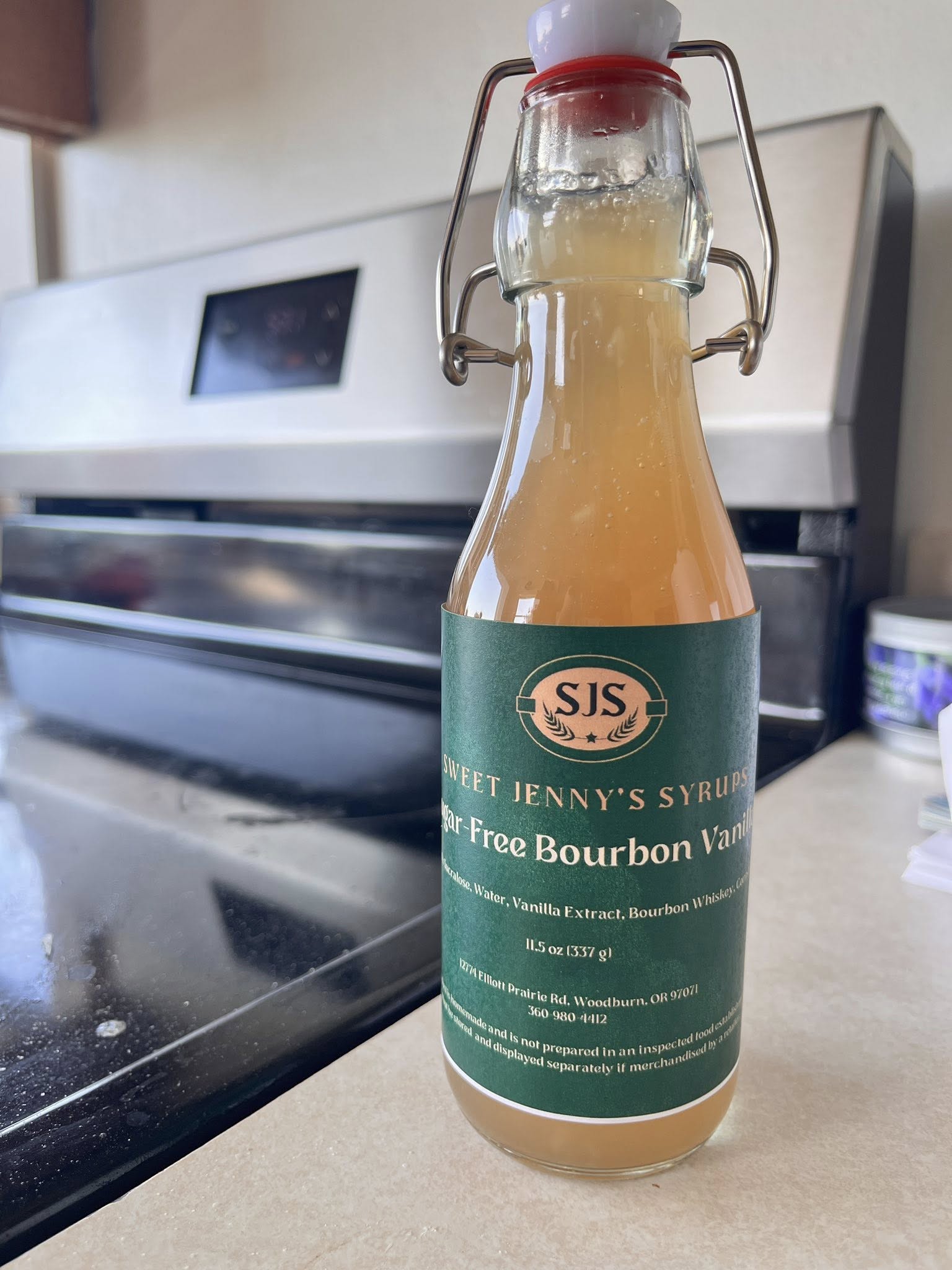 Sugar-Free Bourbon Vanilla syrup bottle