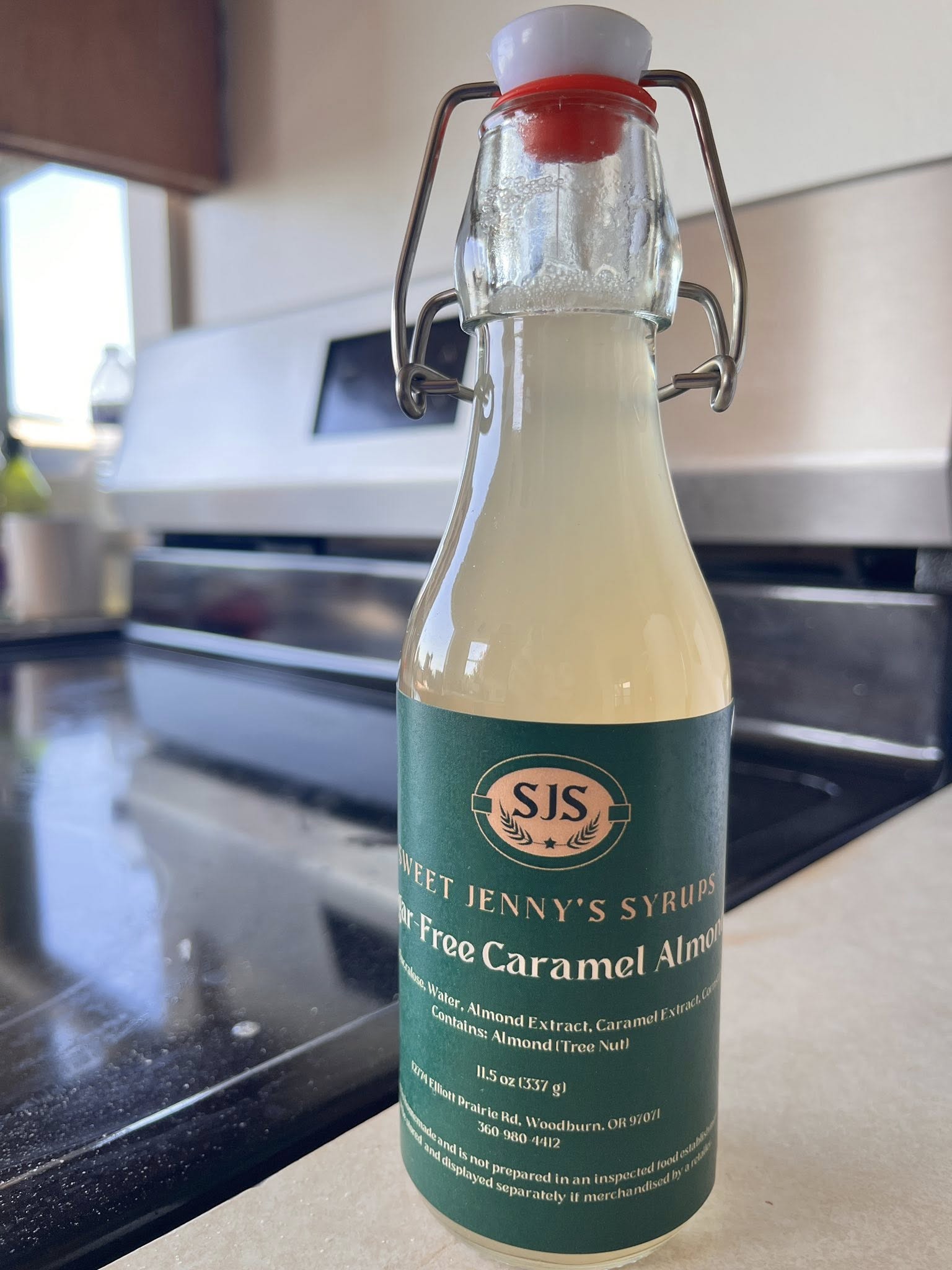 Sugar-Free Caramel Almond syrup bottle